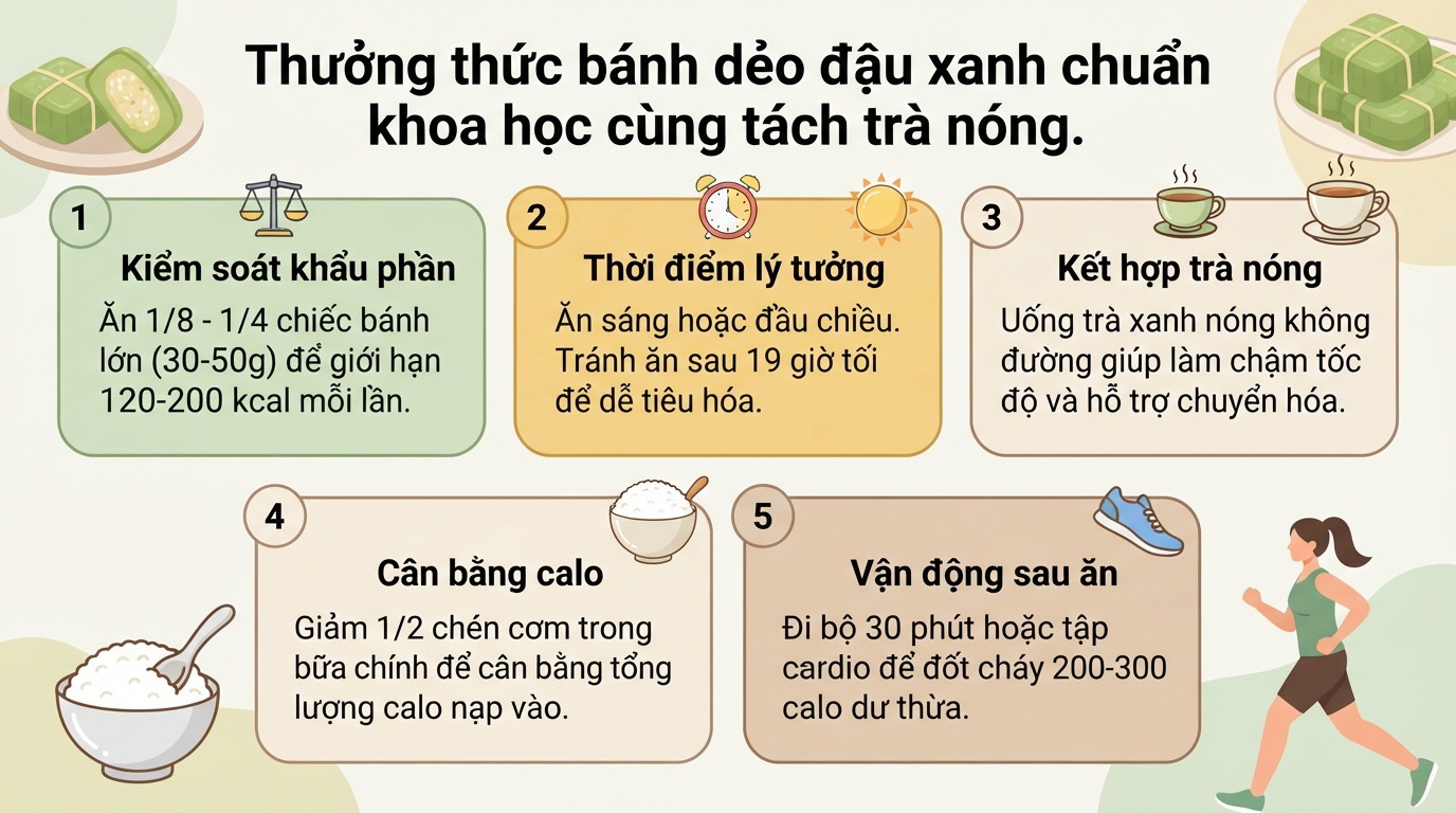 Bánh dẻo đậu xanh bao nhiêu calo? Cách thưởng thức không lo tăng cân
