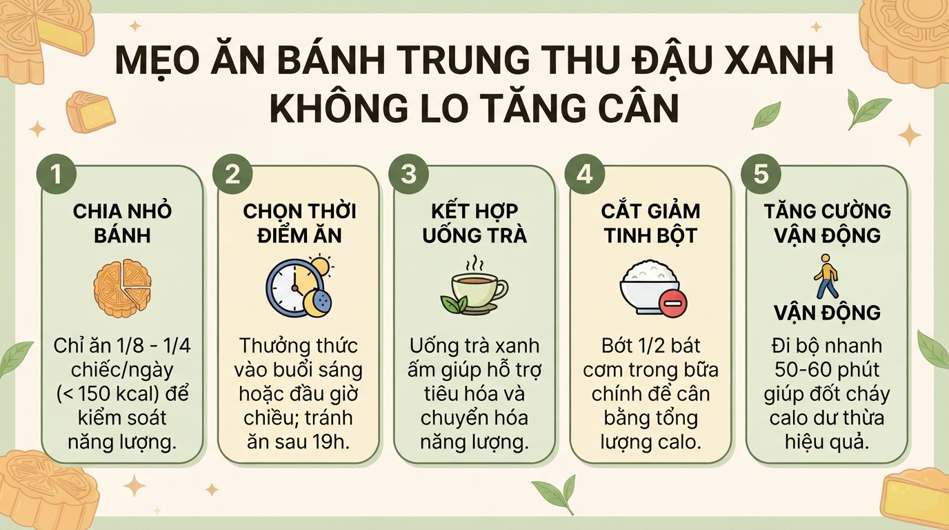 Bánh trung thu đậu xanh bao nhiêu calo? Mẹo ăn ngon không tăng cân