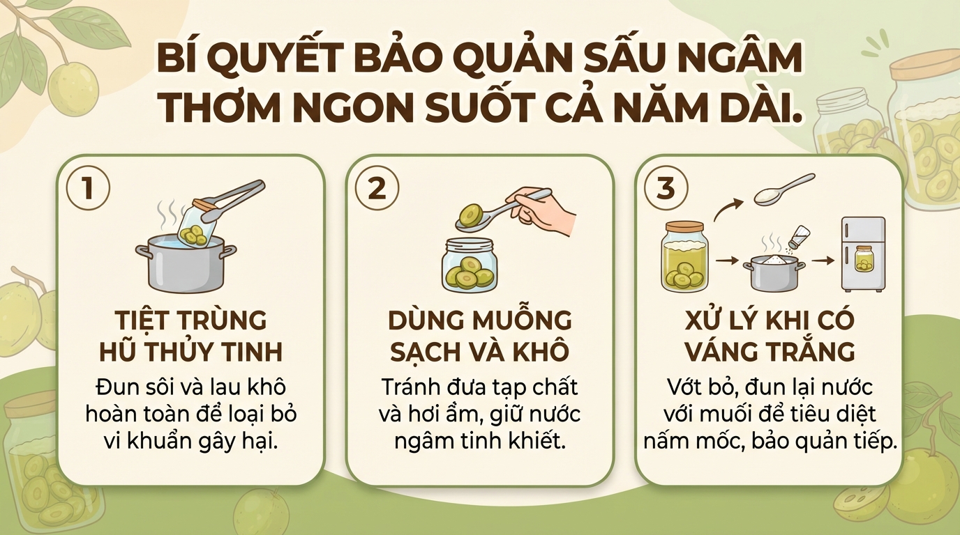 Cách ngâm sấu đường giòn ngon, không nổi váng tại nhà