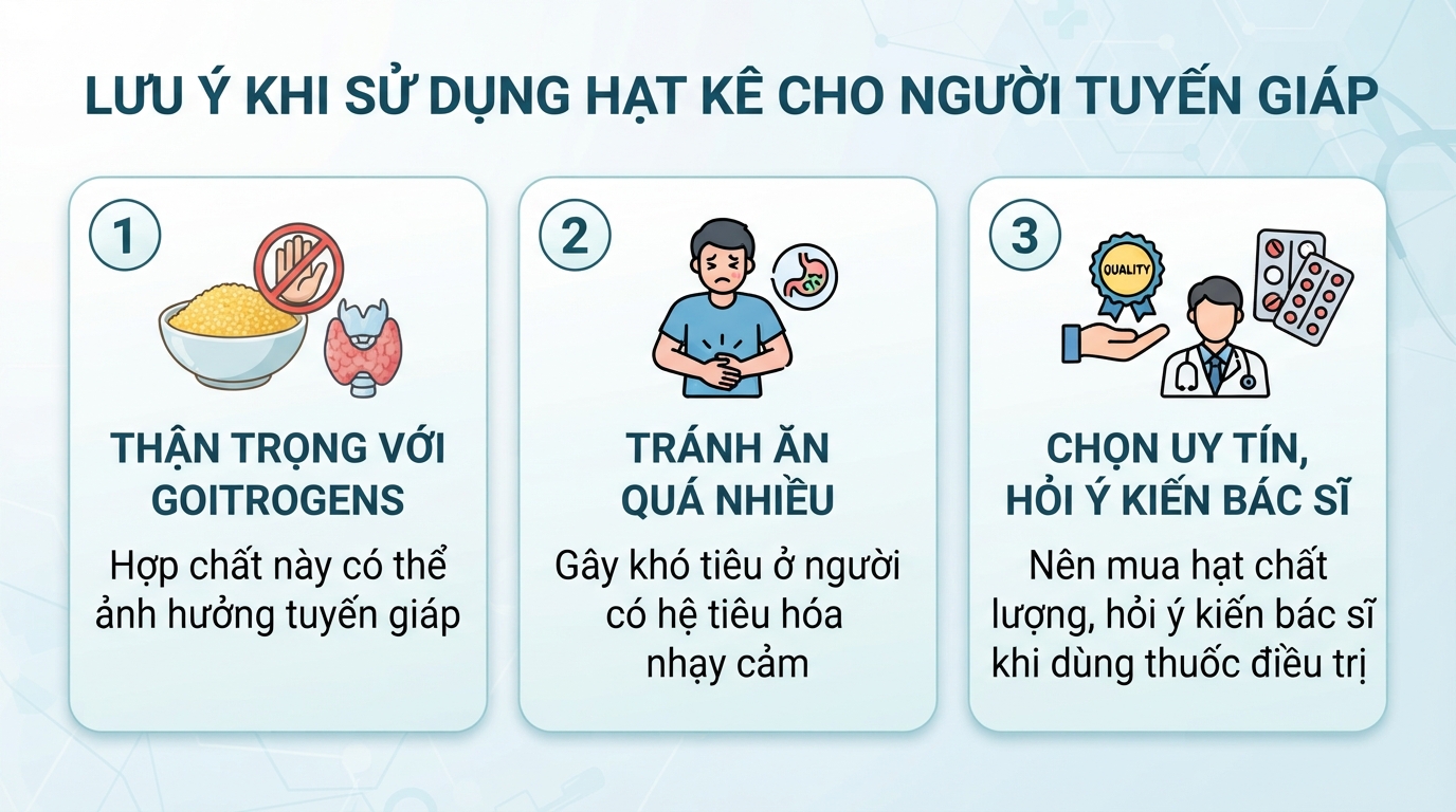 Bệnh nhân tuyến giáp cần thận trọng khi ăn hạt kê do chứa thành phần goitrogens tự nhiên.