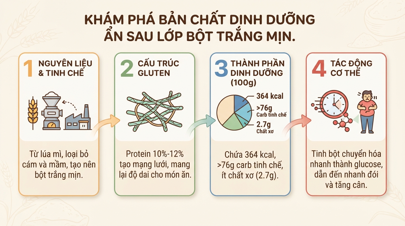 Bột mì đa dụng là gì? Giá trị dinh dưỡng và các lưu ý cho sức khỏe