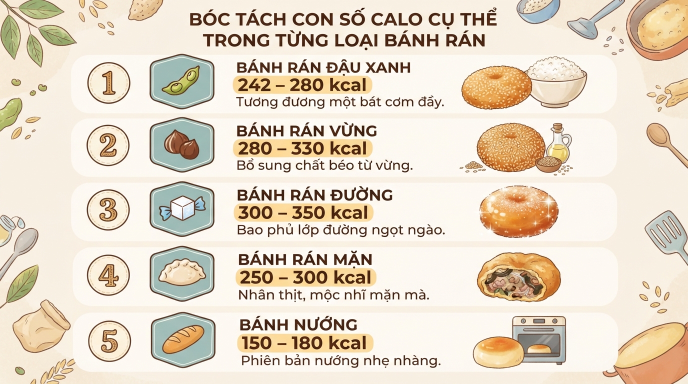 Bánh rán nhân đậu xanh bao nhiêu calo? 4 mẹo ăn không béo