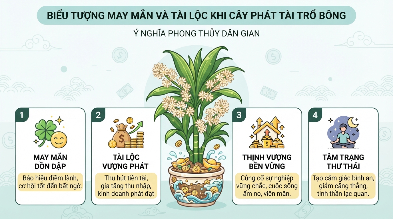 Biểu tượng may mắn và tài lộc khi trổ bông theo quan niệm phong thủy dân gian.