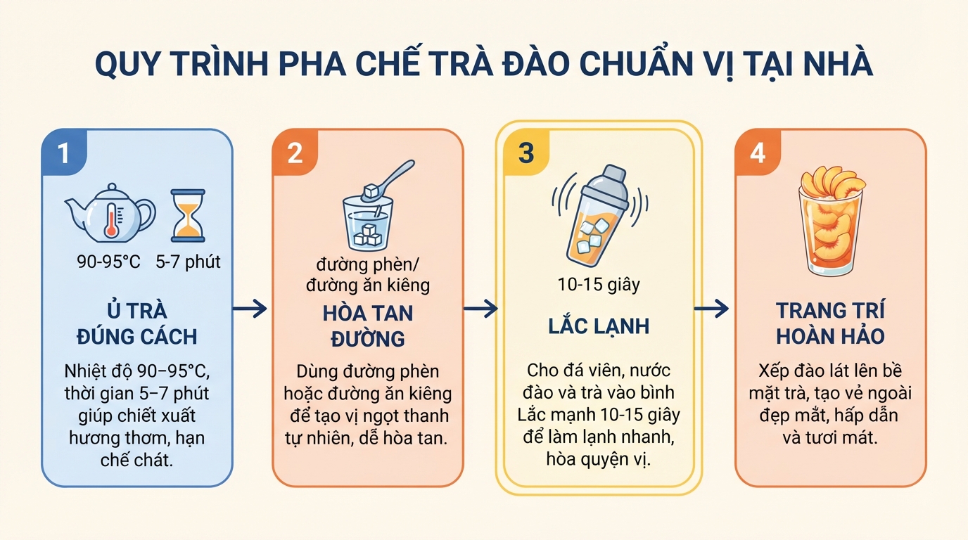 Bốn bước tiêu chuẩn giúp giữ trọn hương vị và dưỡng chất khi pha chế tại nhà.