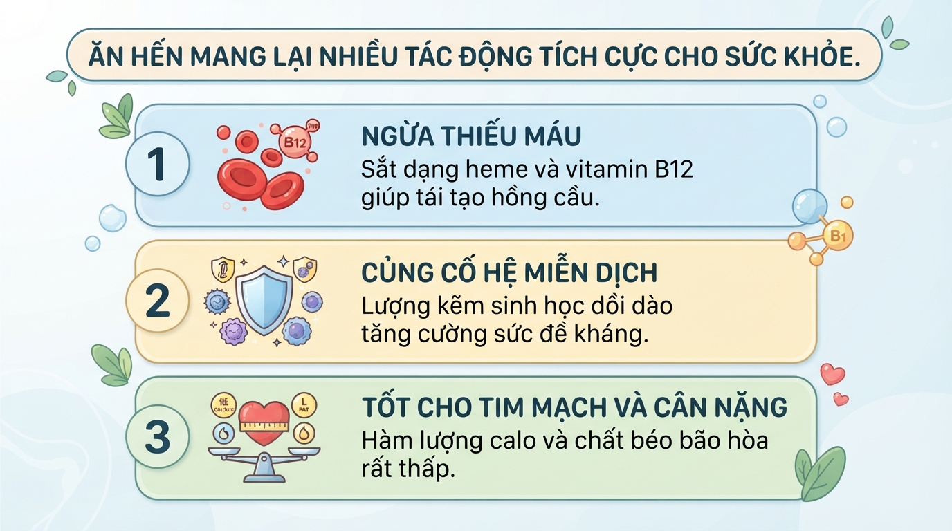 Ăn hến có tốt không? Giá trị dinh dưỡng, lợi ích và lưu ý khi ăn