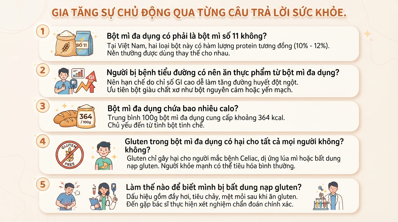 Bột mì đa dụng là gì? Giá trị dinh dưỡng và các lưu ý cho sức khỏe