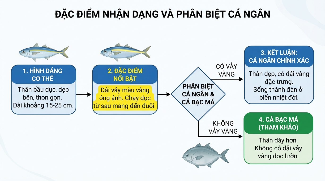 Cá ngân sống thành đàn ở vùng biển nhiệt đới với tên khoa học Decapterus macarellus.