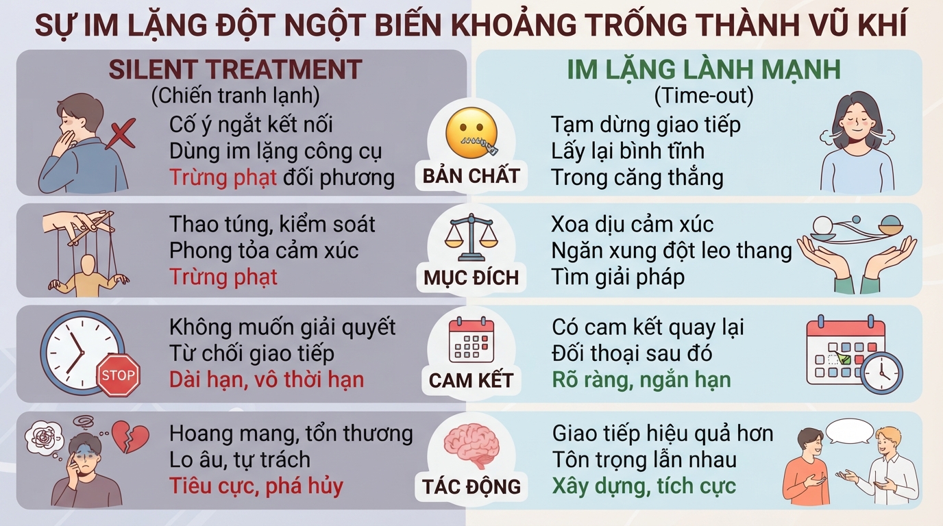 Silent treatment là gì? Cách nhận diện và đối phó sự im lặng độc hại