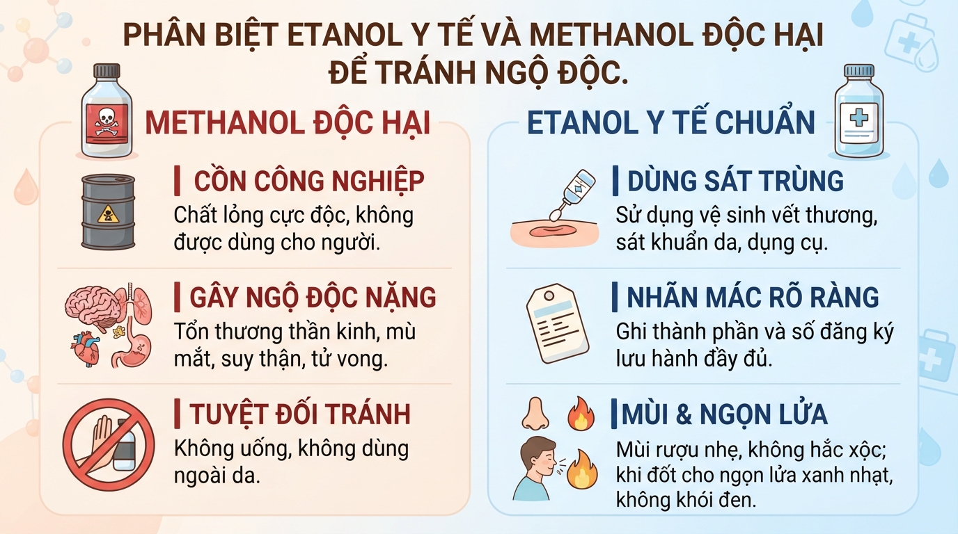 Etanol là gì? Tác dụng sát khuẩn và hướng dẫn dùng cồn y tế an toàn
