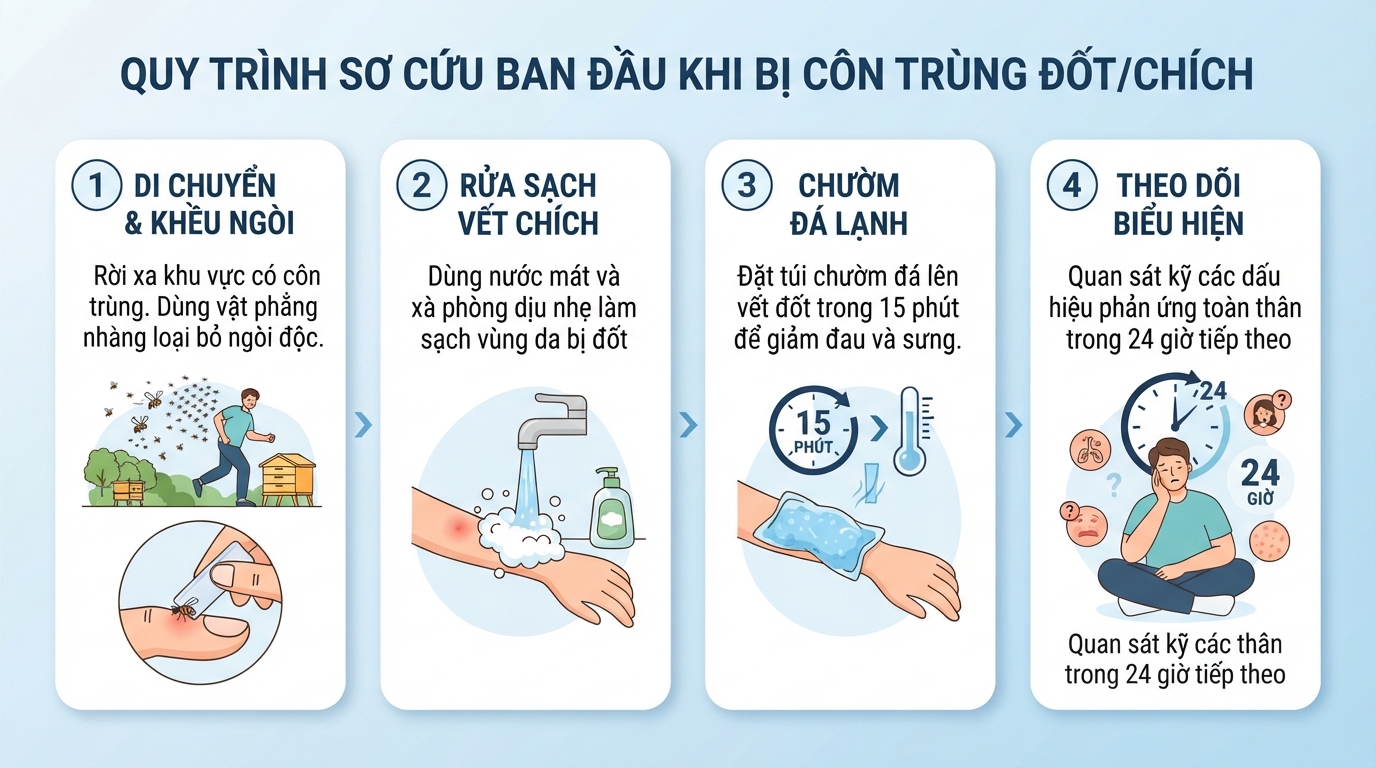 Các bước xử lý ban đầu giúp ngăn chặn độc tố thấm sâu.