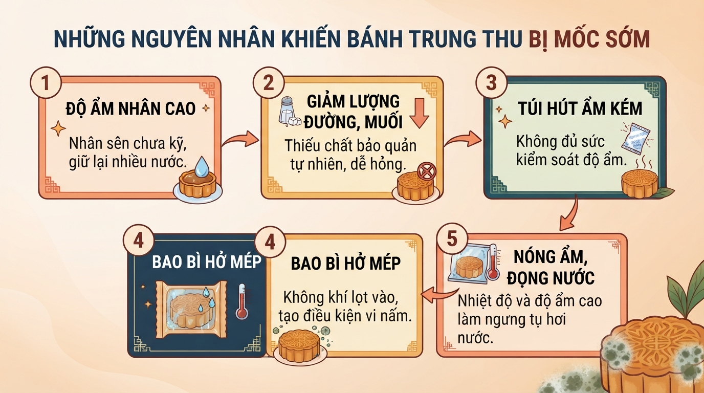 Bánh trung thu mốc ăn được không? Nguyên nhân và xử lý đúng cách