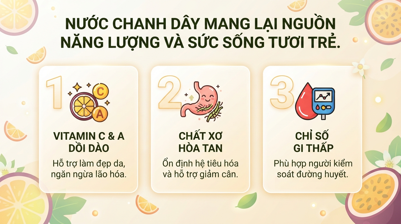 Nước chanh dây: Lợi ích sức khỏe và 3 cách pha ngon chuẩn vị tại nhà