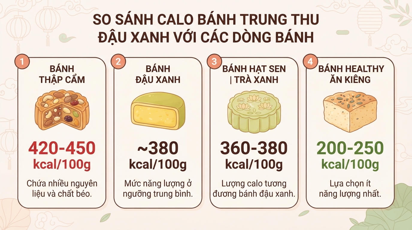Bánh trung thu đậu xanh bao nhiêu calo? Mẹo ăn ngon không tăng cân