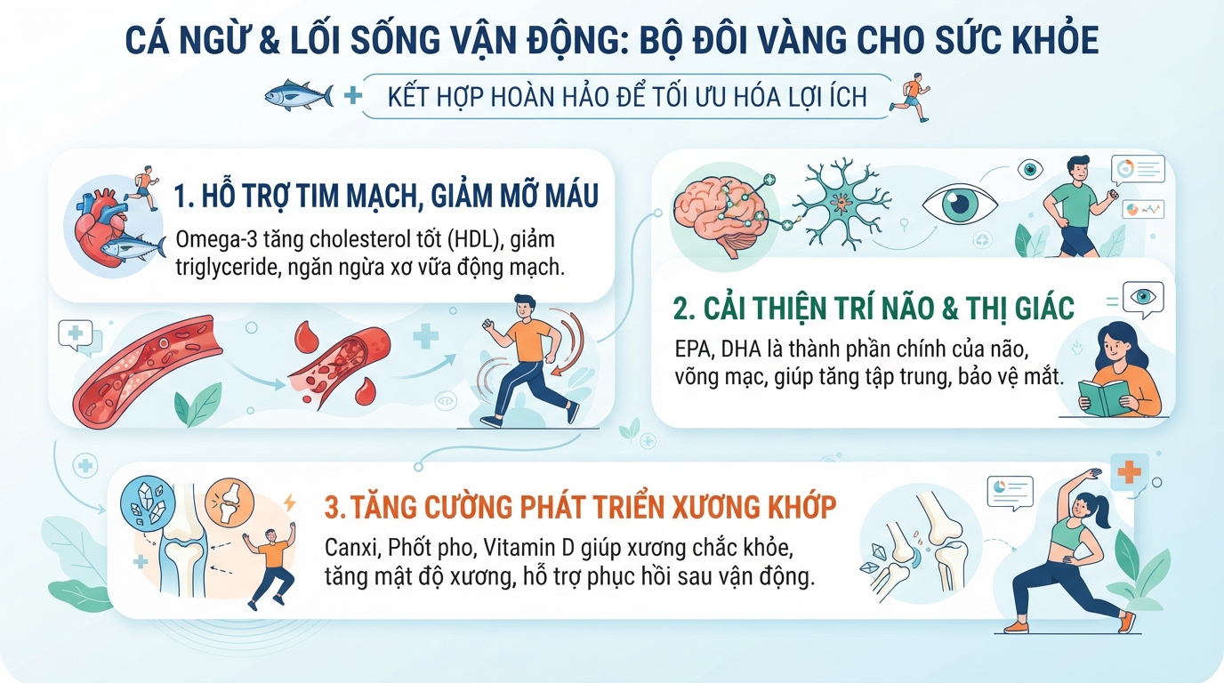 Các tác dụng sức khỏe đạt hiệu quả cao nhất khi kết hợp lối sống vận động.