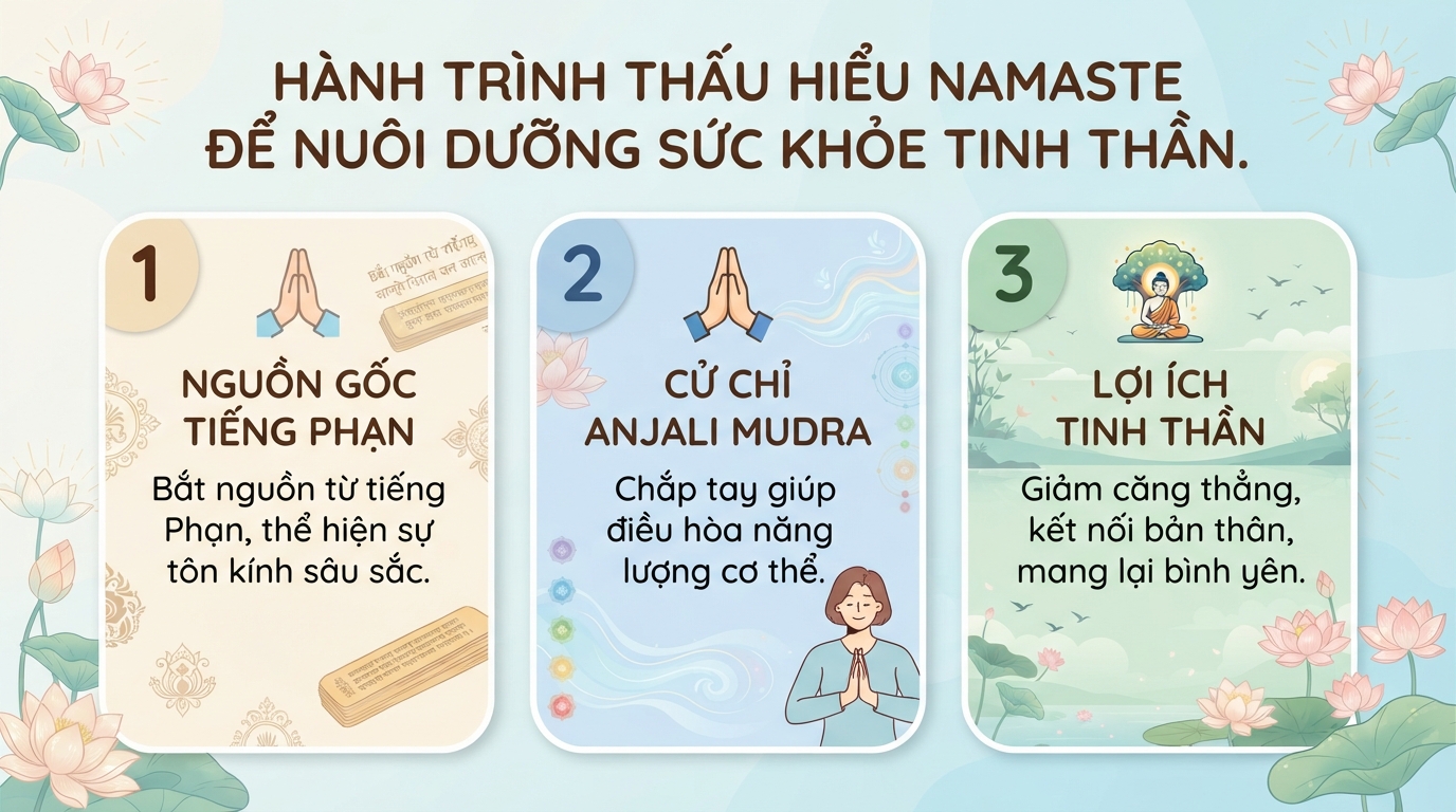 Namaste là gì? Nguồn gốc, ý nghĩa và cách chào đúng trong yoga