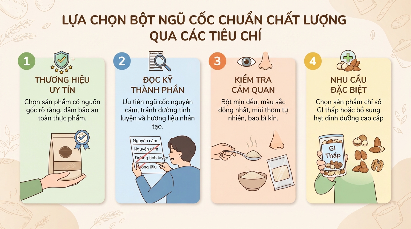 Bột ngũ cốc dinh dưỡng: Lợi ích sức khỏe và cách chọn loại phù hợp