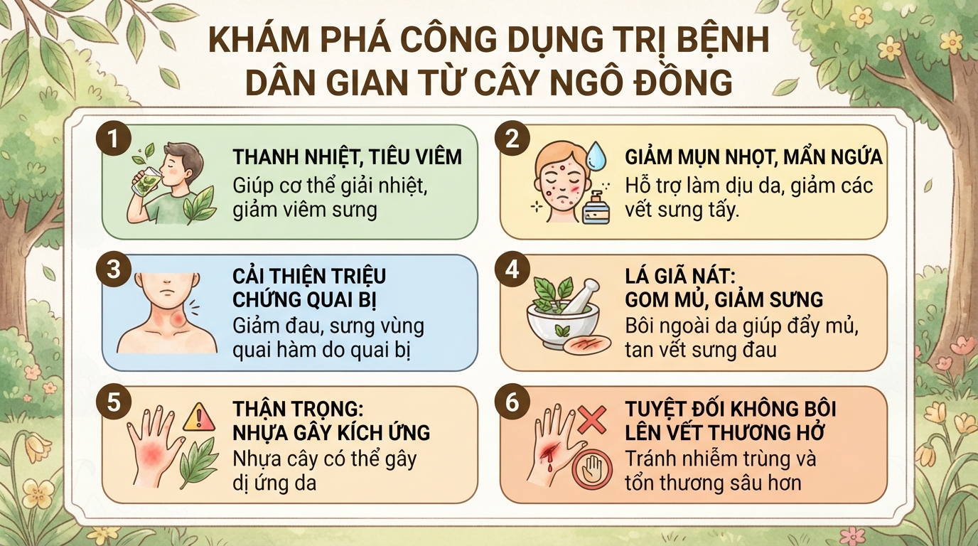 Nhận biết cây ngô đồng, công dụng và nguy cơ ngộ độc cần lưu ý