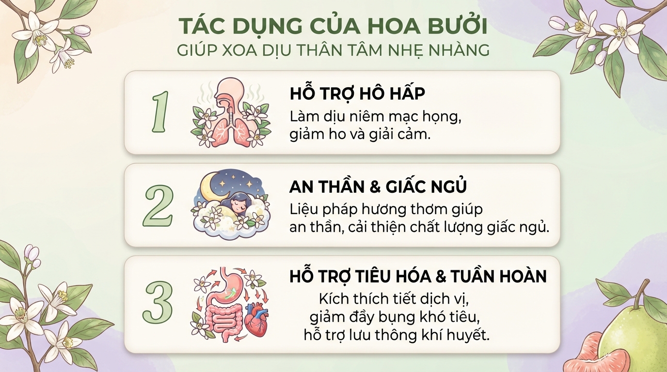 Hoa bưởi có tác dụng gì? Cách dùng và lưu ý khi sử dụng