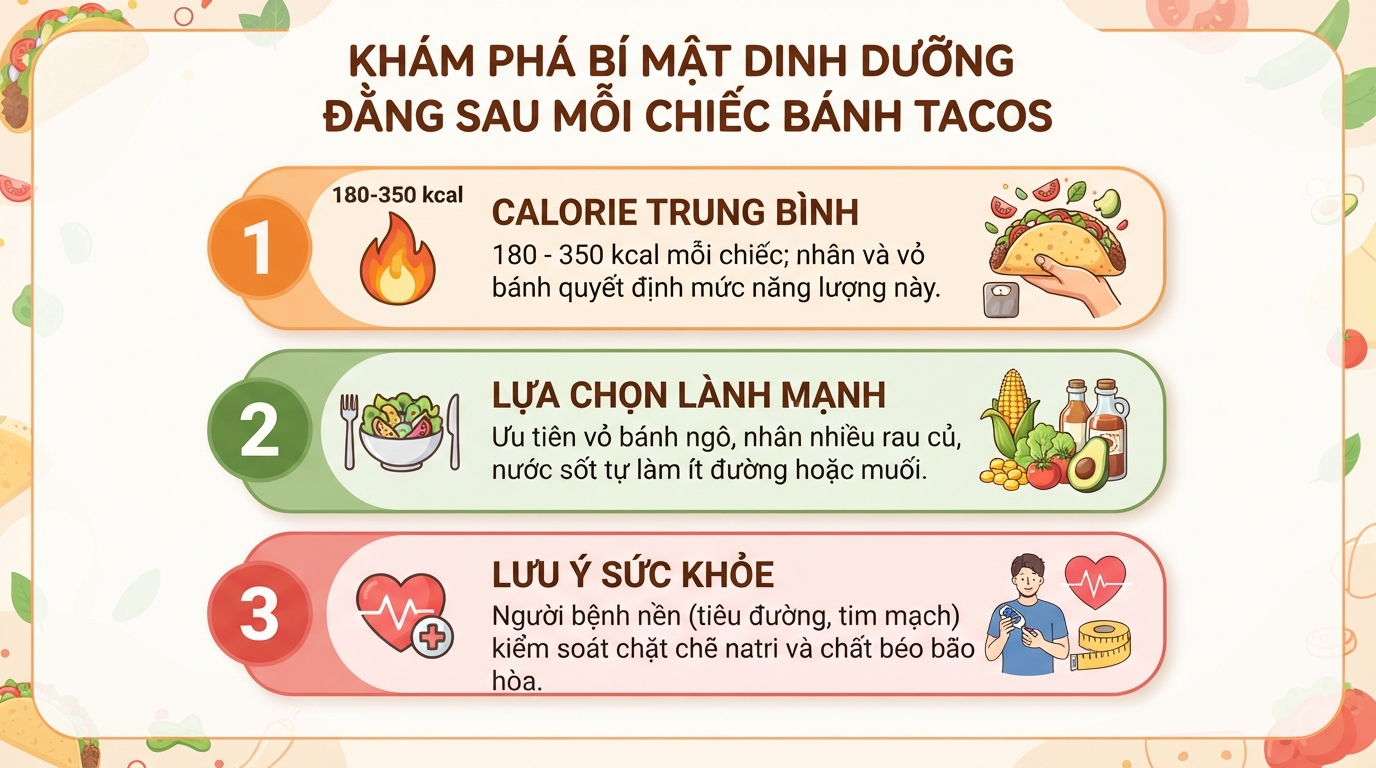 Bánh tacos bao nhiêu calo? Giá trị dinh dưỡng và cách ăn lành mạnh
