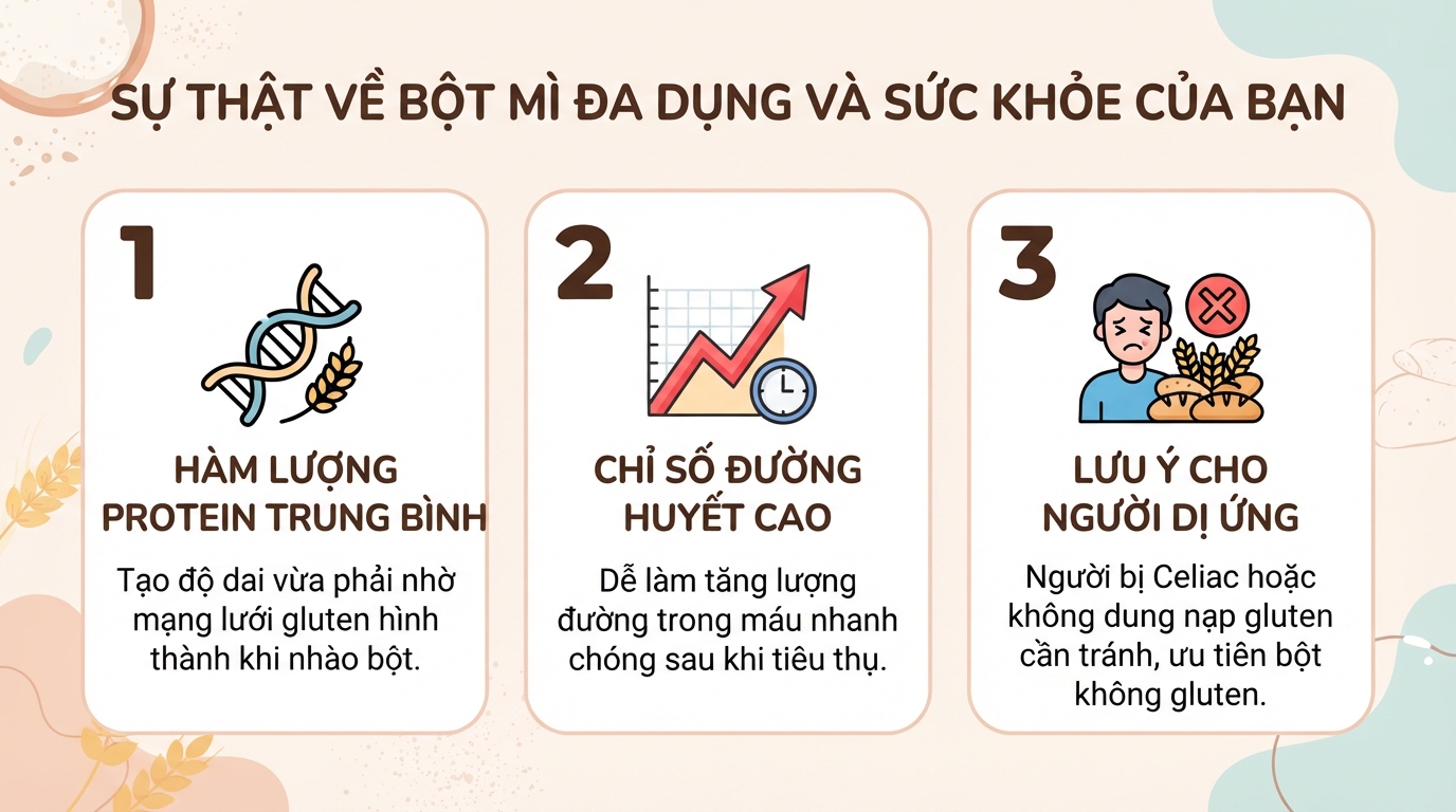 Bột mì đa dụng là gì? Giá trị dinh dưỡng và các lưu ý cho sức khỏe