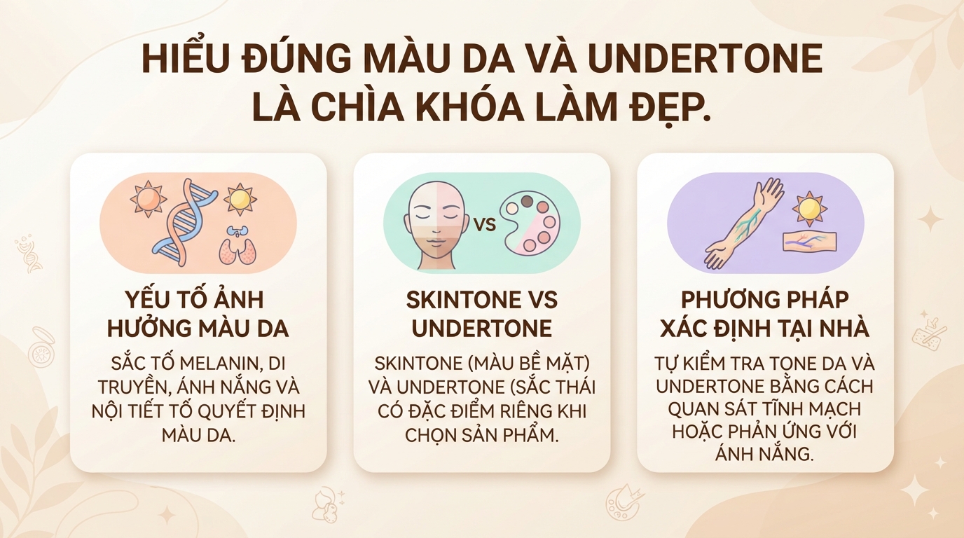 Màu da là gì? Cách xác định tone da và undertone chuẩn xác