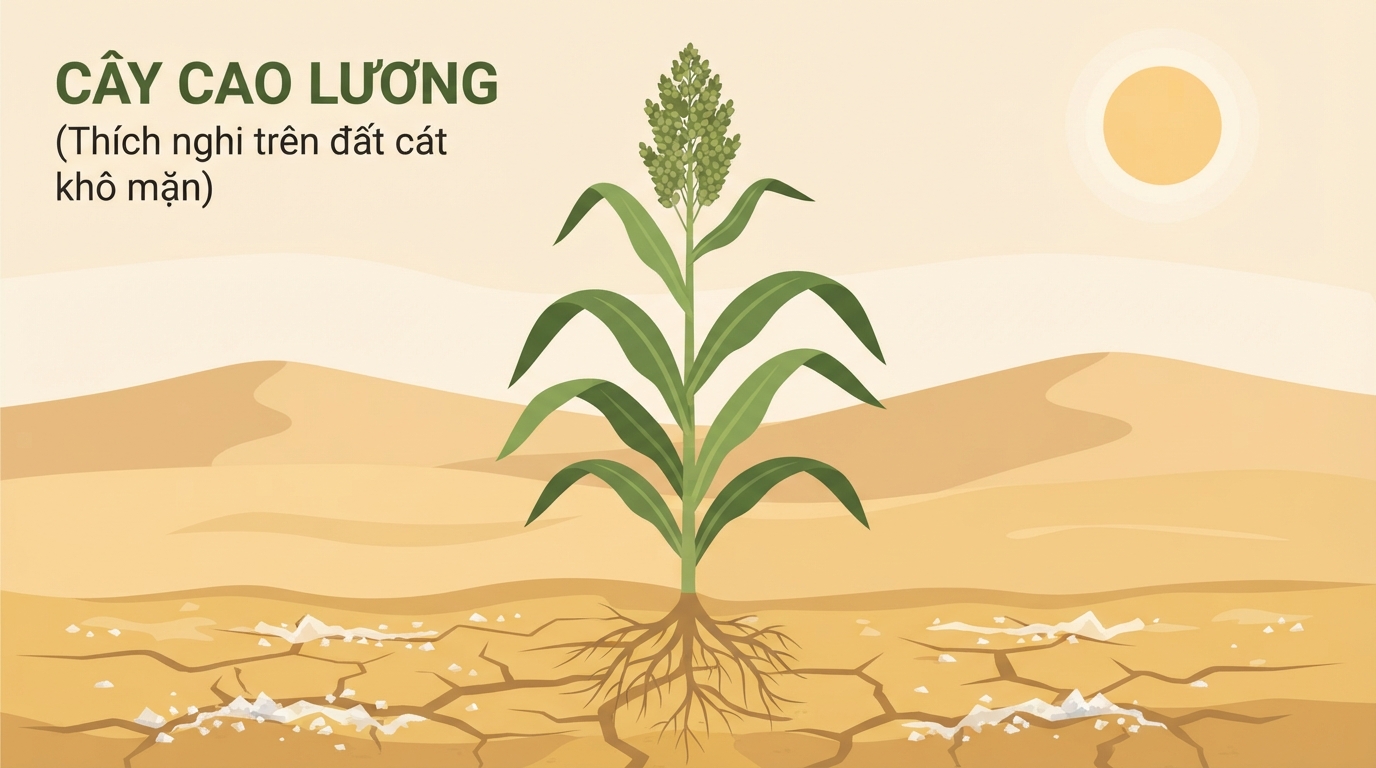 Cây cao lương có khả năng sinh trưởng mạnh mẽ trên các vùng đất cát khô mặn.