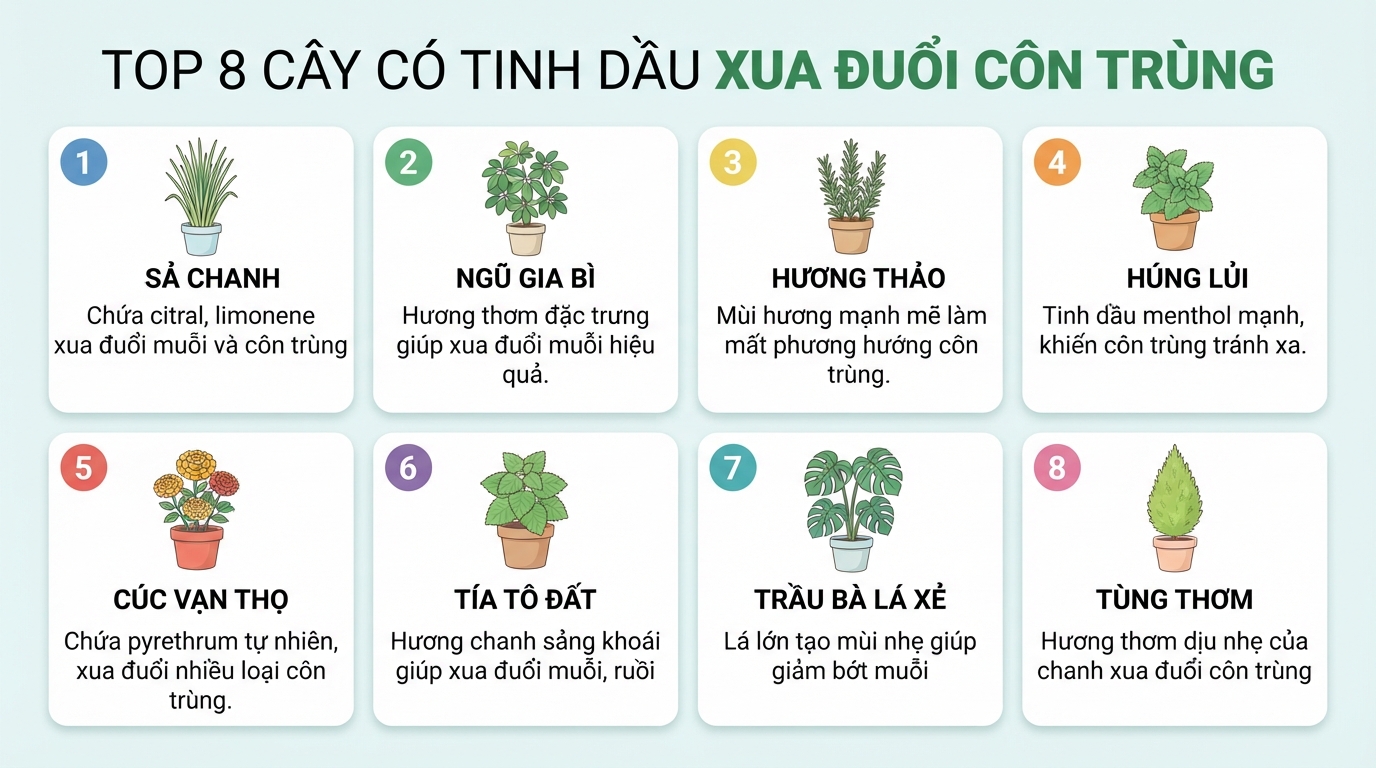 Cây chứa lượng tinh dầu cao mang lại hiệu quả xua đuổi côn trùng vượt trội.