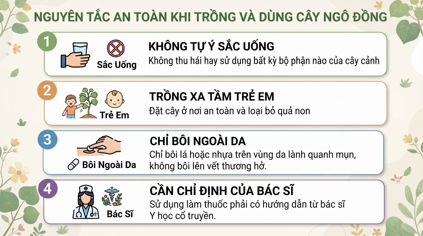 Nhận biết cây ngô đồng, công dụng và nguy cơ ngộ độc cần lưu ý