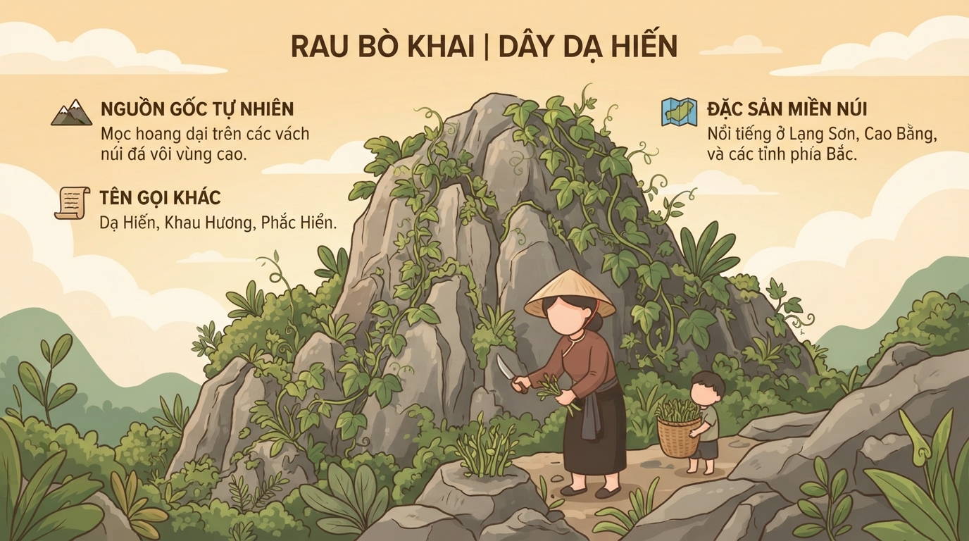 Cây rau bò khai mọc tự nhiên tại vùng núi đá vôi phía Bắc Việt Nam.
