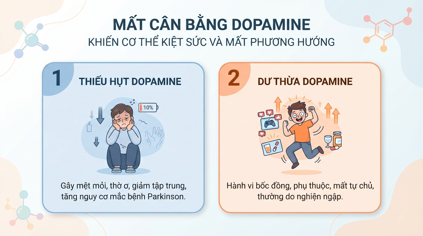 Dopamine là gì? Tác dụng, dấu hiệu thiếu hụt và cách tăng tự nhiên