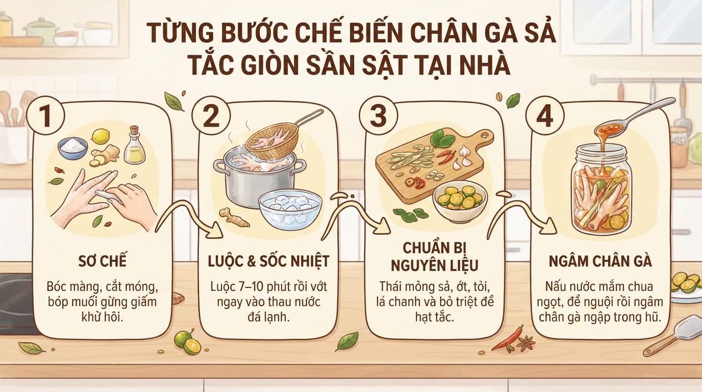 Cách làm chân gà sả tắc giòn ngon, không bị đắng chuẩn vị tại nhà