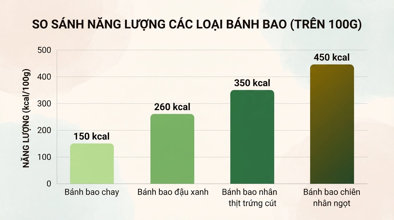 Chênh lệch năng lượng do chất béo và phương pháp chế biến giữa các loại bánh.