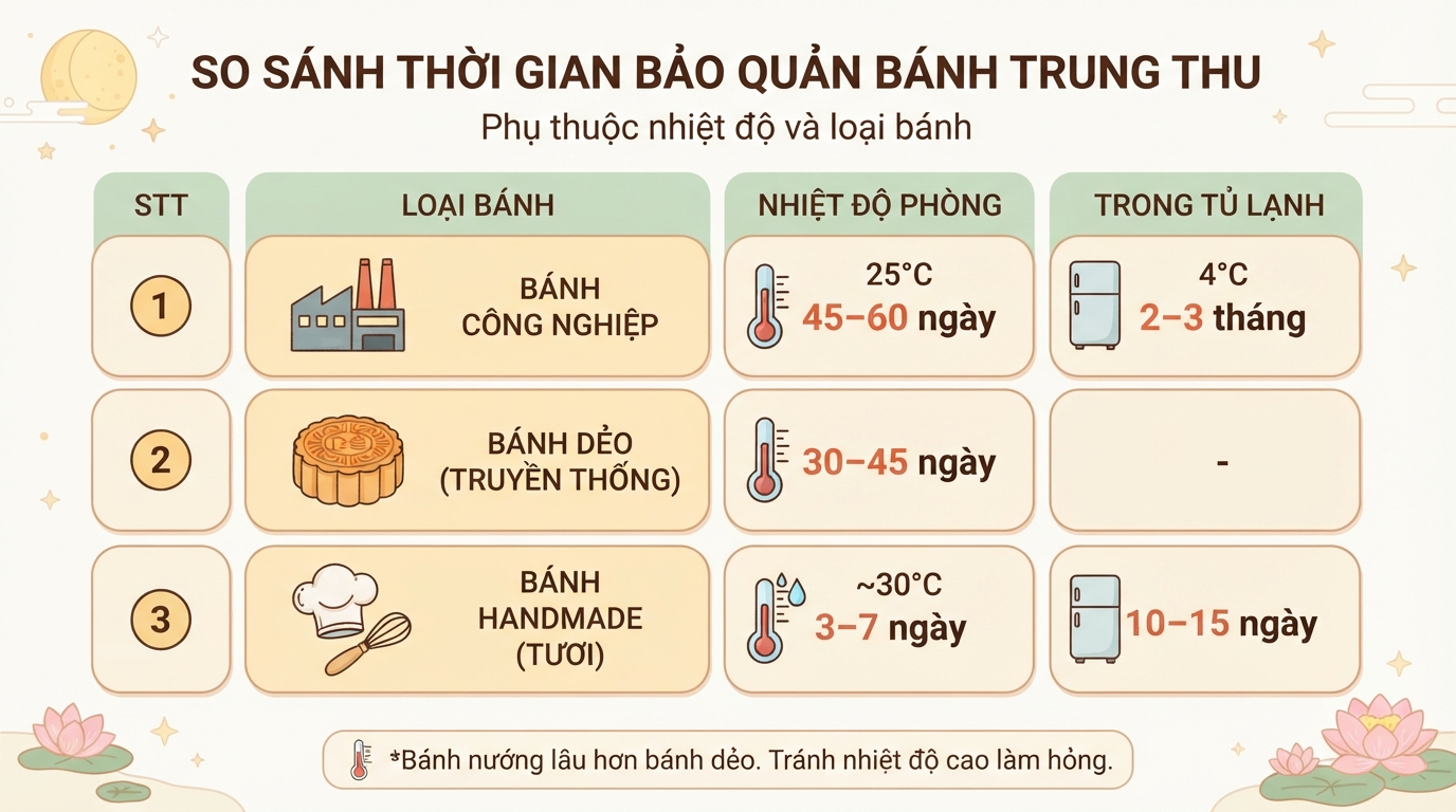 Bánh trung thu để được bao lâu? Cách bảo quản bánh an toàn