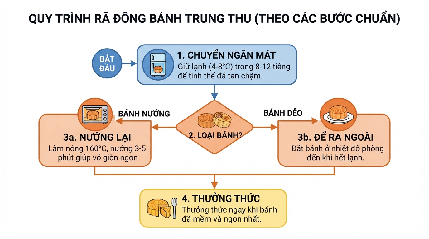 Chuyển bánh xuống ngăn mát tủ lạnh từ 8 đến 12 tiếng giúp vỏ không chảy nước.