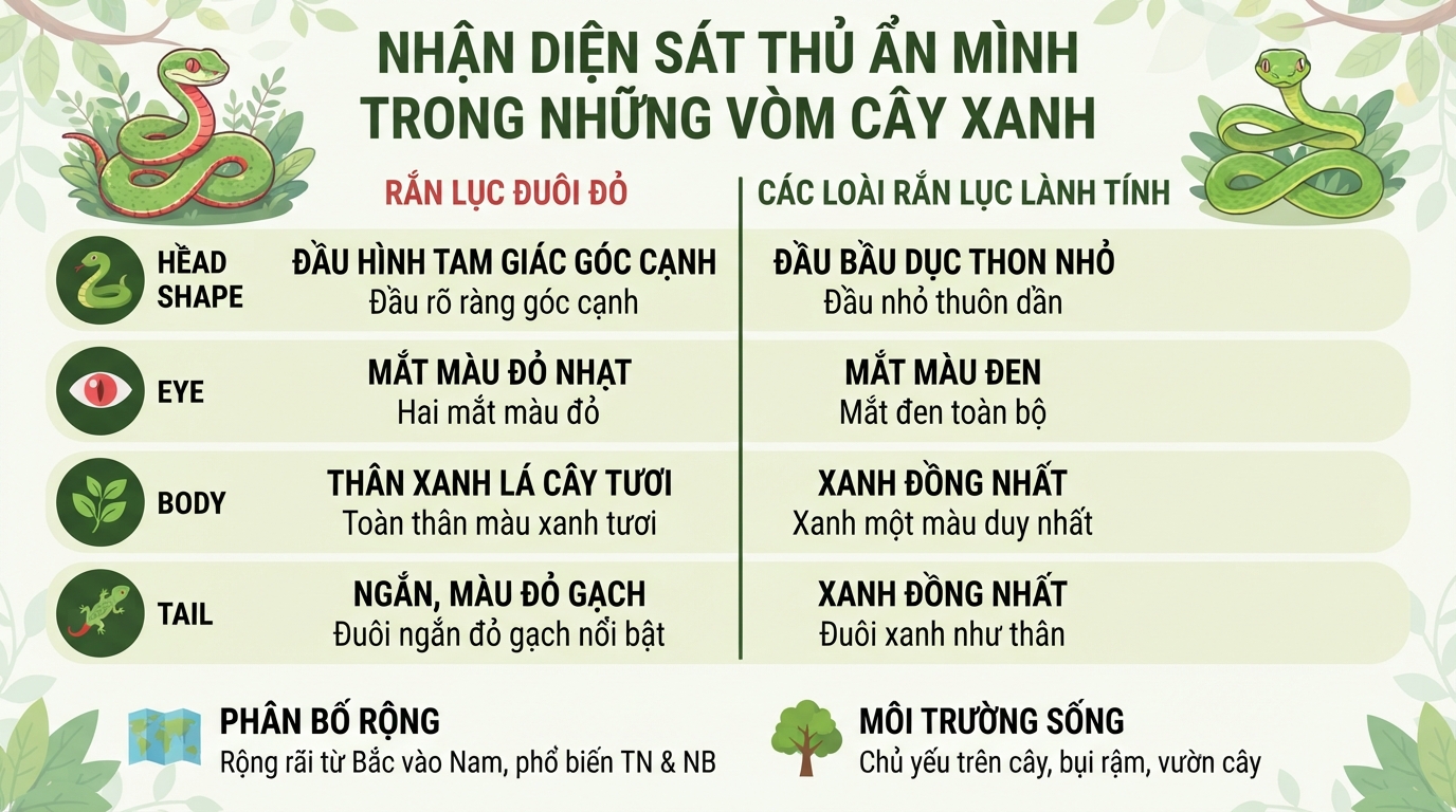 Rắn lục đuôi đỏ có độc không? Triệu chứng và cách sơ cứu