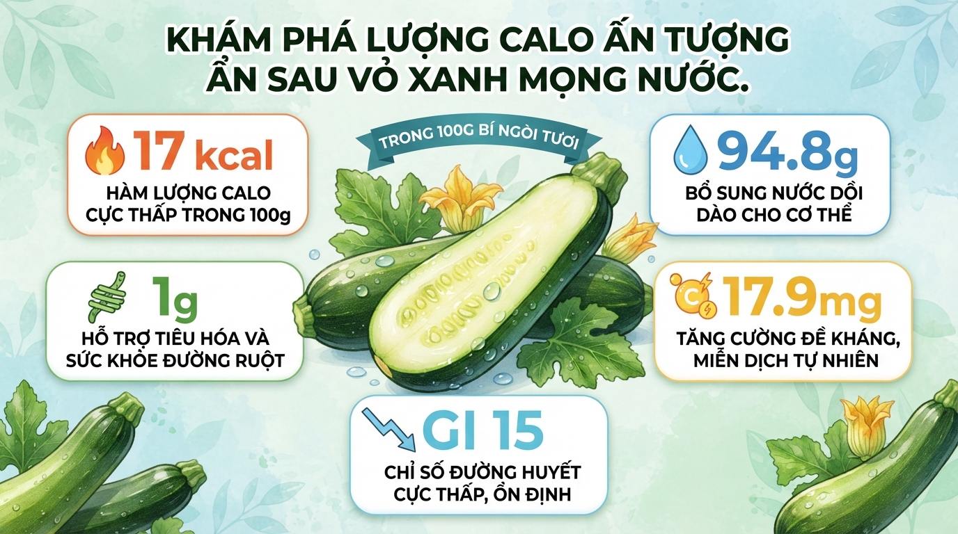 Bí ngòi: giá trị dinh dưỡng, 6 tác dụng sức khỏe và cách dùng
