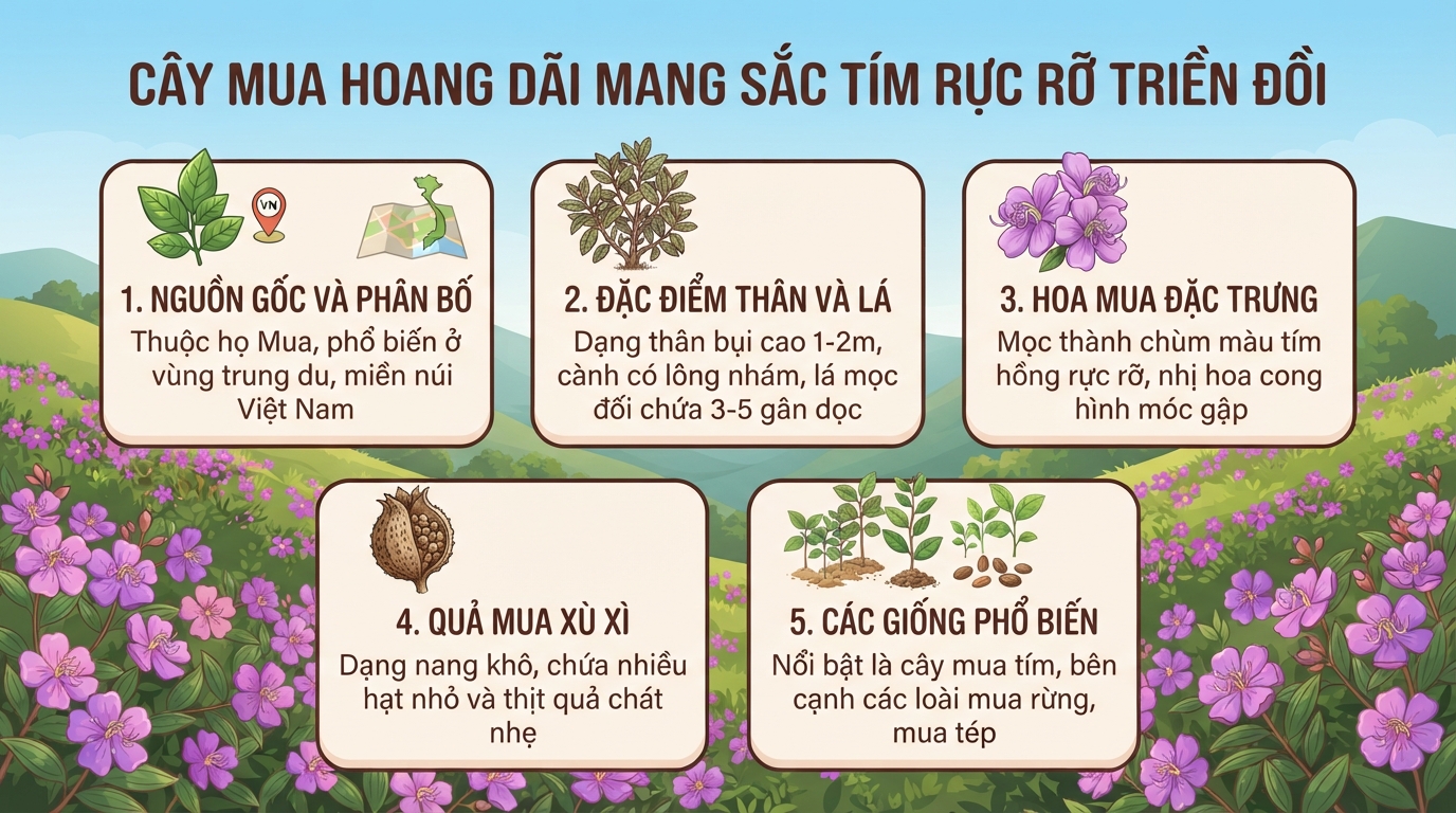 Cây mua có tác dụng gì? Cách phân biệt cây mua và cây hoa sim