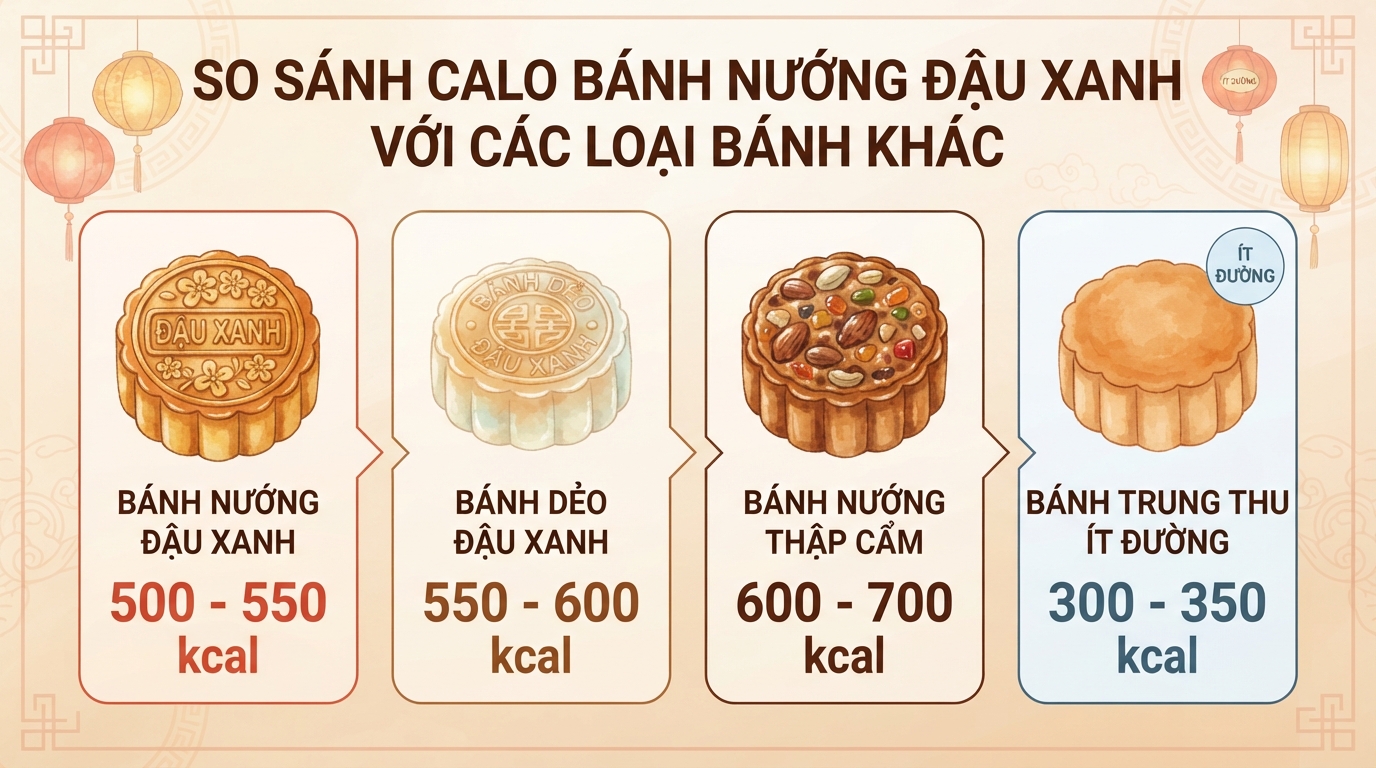 Bánh nướng nhân đậu xanh bao nhiêu calo? Mẹo ăn giúp giữ vóc dáng