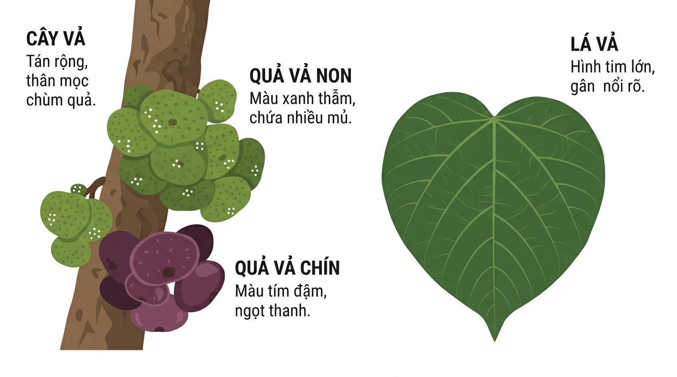 Đặc điểm hình thái của cây và quả vả giúp nhận biết chính xác trong tự nhiên.