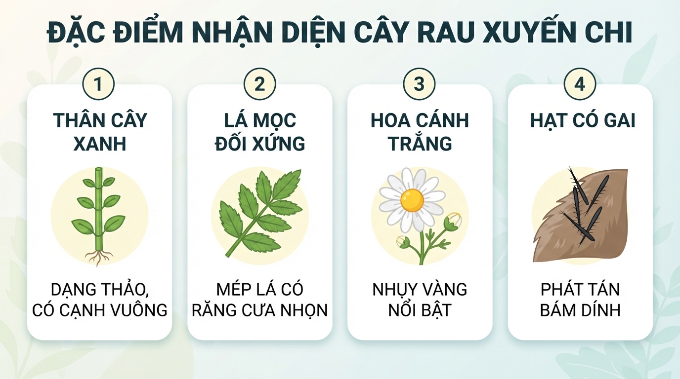 Đặc điểm hình thái tự nhiên giúp nhận diện đúng cây rau xuyến chi lành tính.