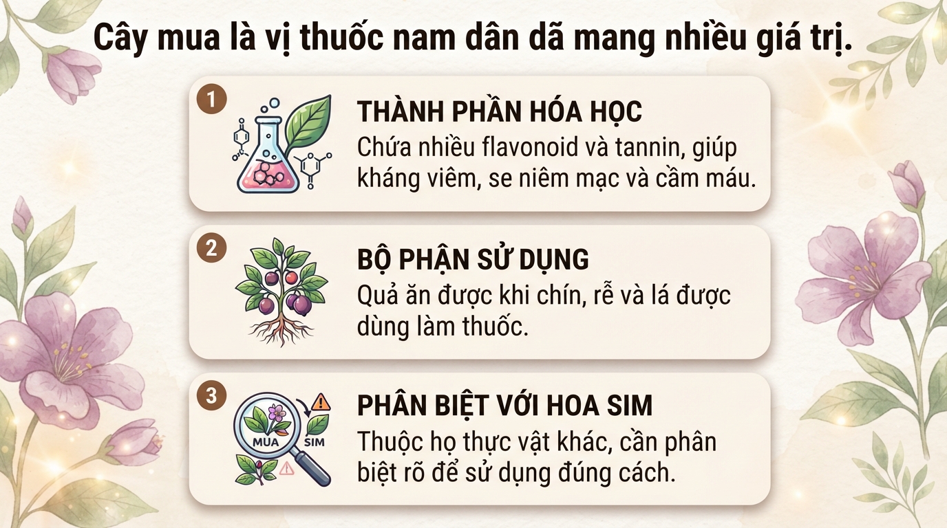 Cây mua có tác dụng gì? Cách phân biệt cây mua và cây hoa sim