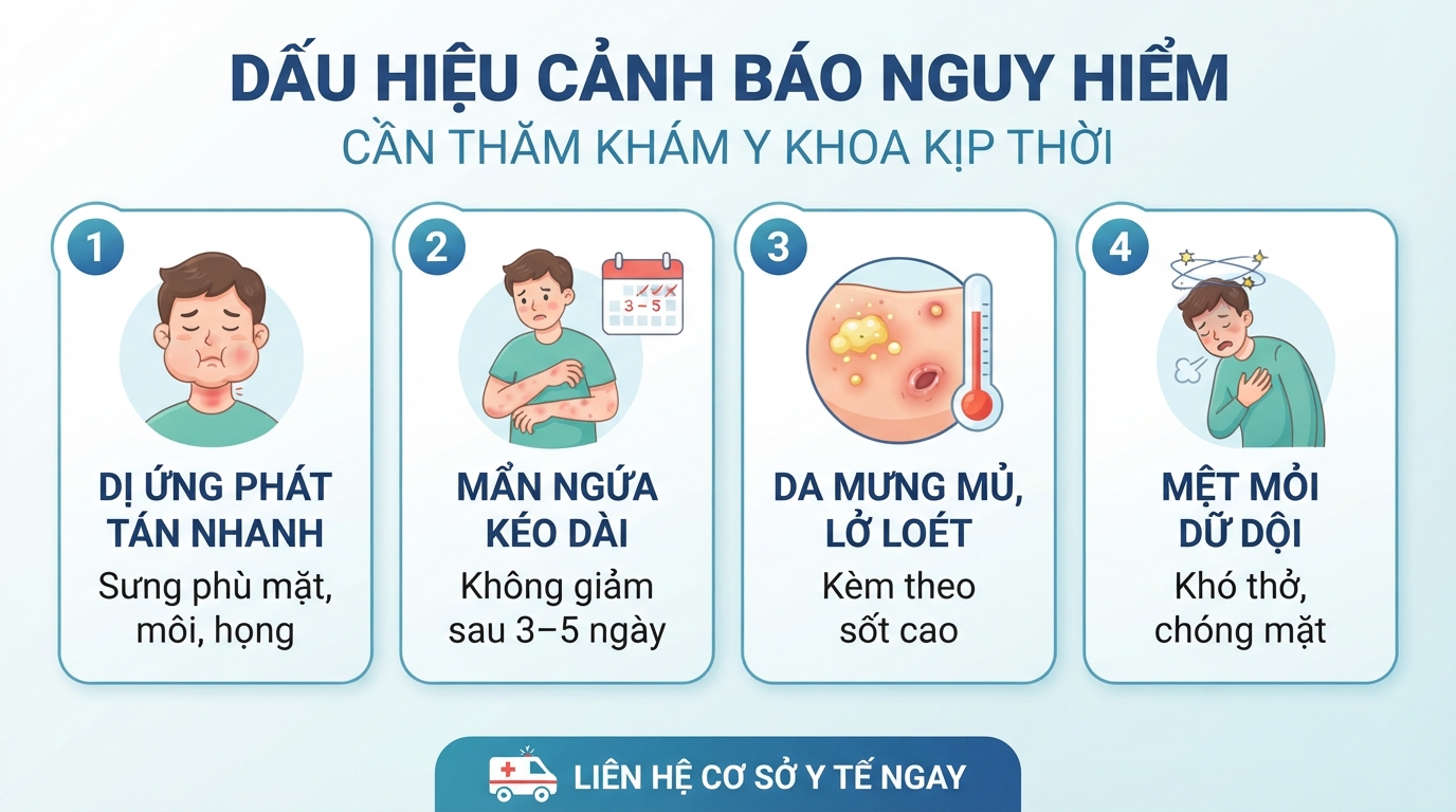 Dấu hiệu cảnh báo nguy hiểm yêu cầu bệnh nhân thăm khám y khoa kịp thời.