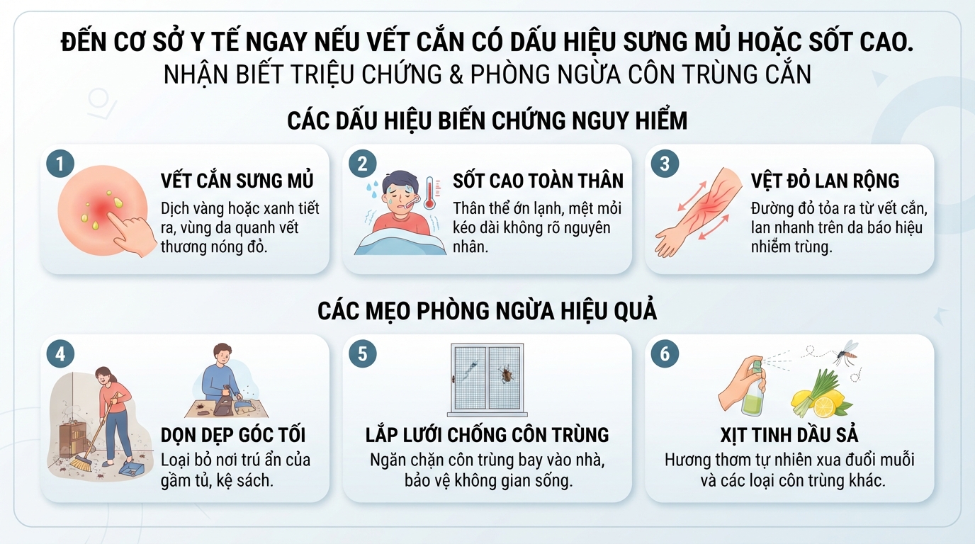 Đến cơ sở y tế ngay nếu vết cắn có dấu hiệu sưng mủ hoặc sốt cao.