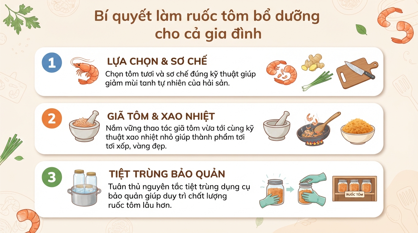 Cách làm ruốc tôm thơm ngon, bông mịn và giữ trọn dinh dưỡng