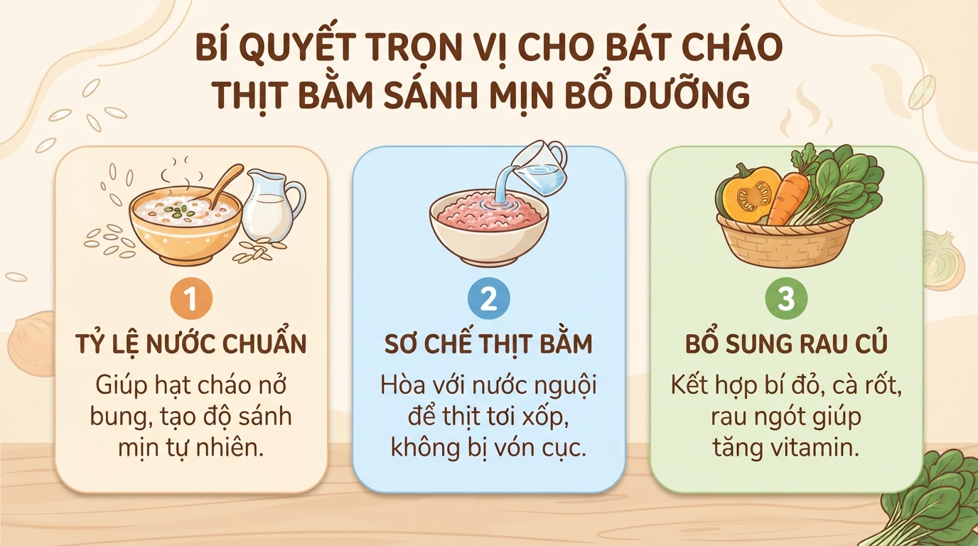 Cách nấu cháo thịt bằm ngon mềm, không vón cục và giàu dinh dưỡng