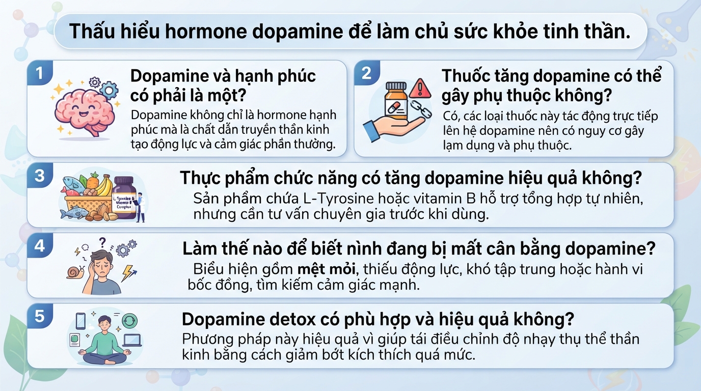 Dopamine là gì? Tác dụng, dấu hiệu thiếu hụt và cách tăng tự nhiên