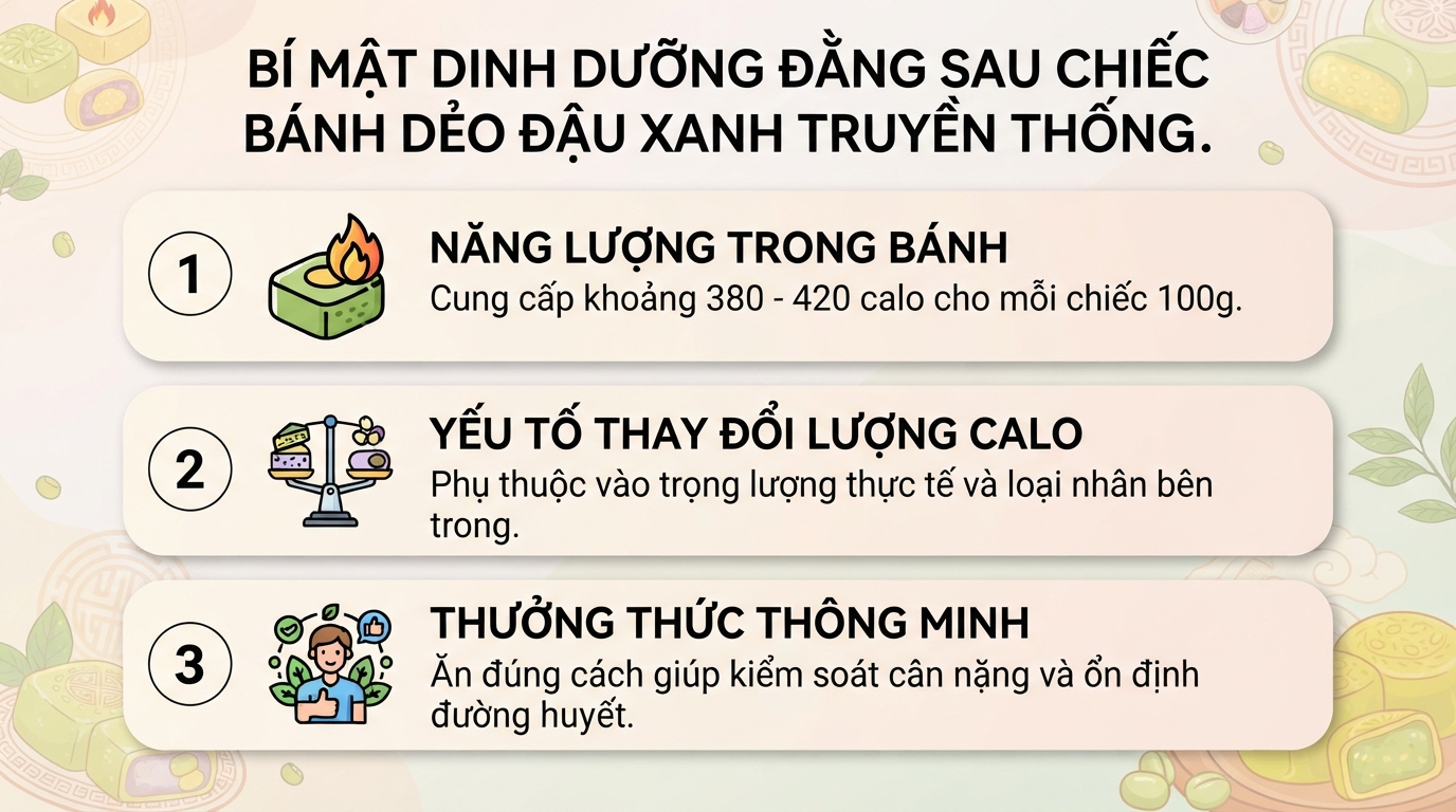 Bánh dẻo đậu xanh bao nhiêu calo? Cách thưởng thức không lo tăng cân