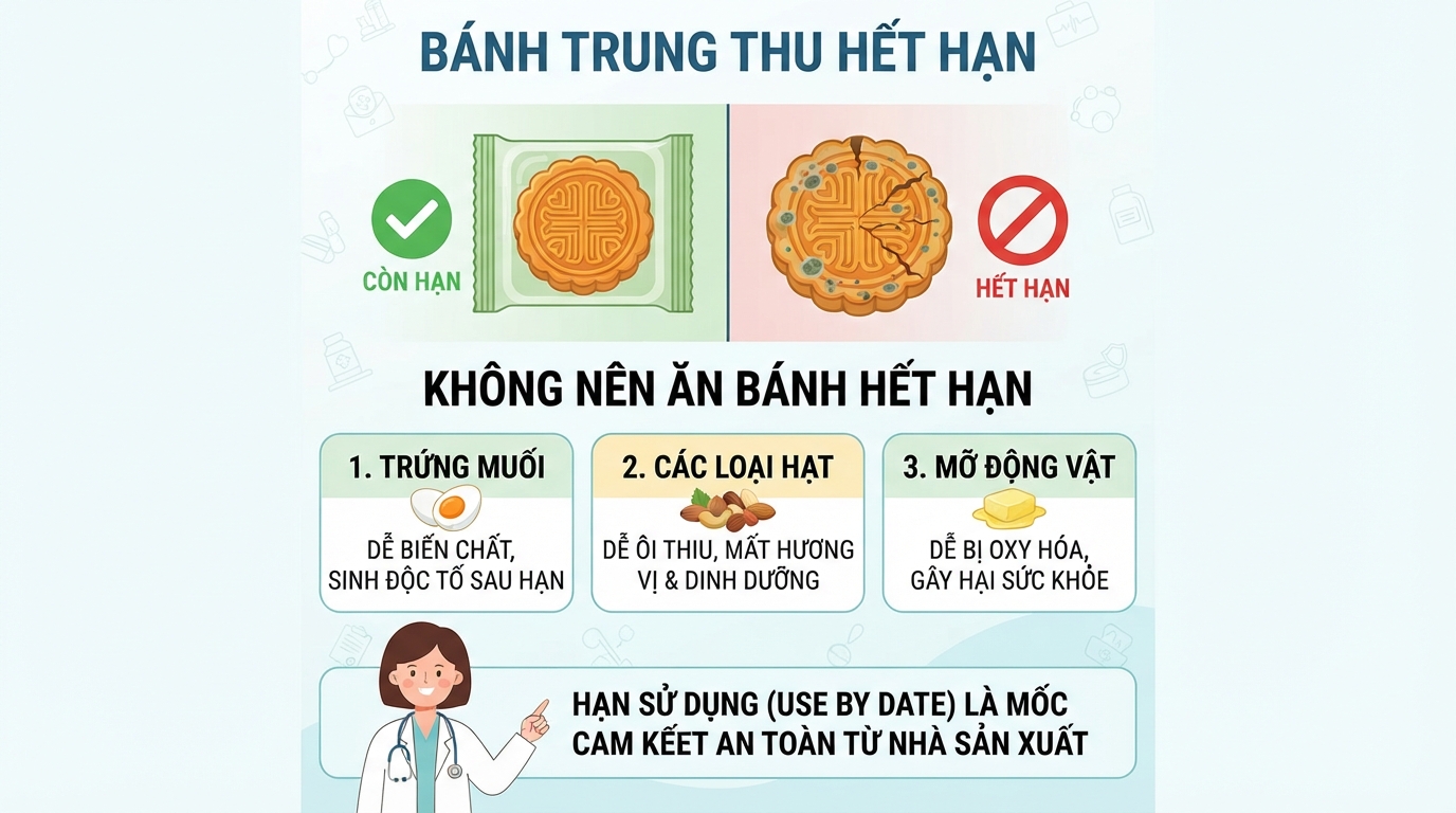 Giải đáp bánh trung thu hết hạn có ăn được không từ chuyên gia dinh dưỡng.