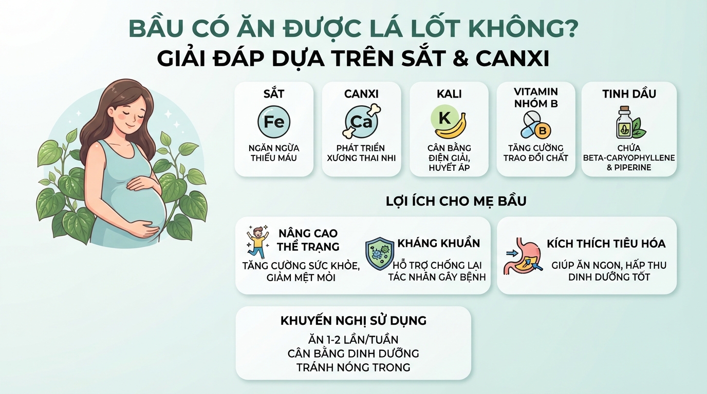 Giải đáp bầu ăn lá lốt được không qua thành phần vi chất sắt và canxi dồi dào.