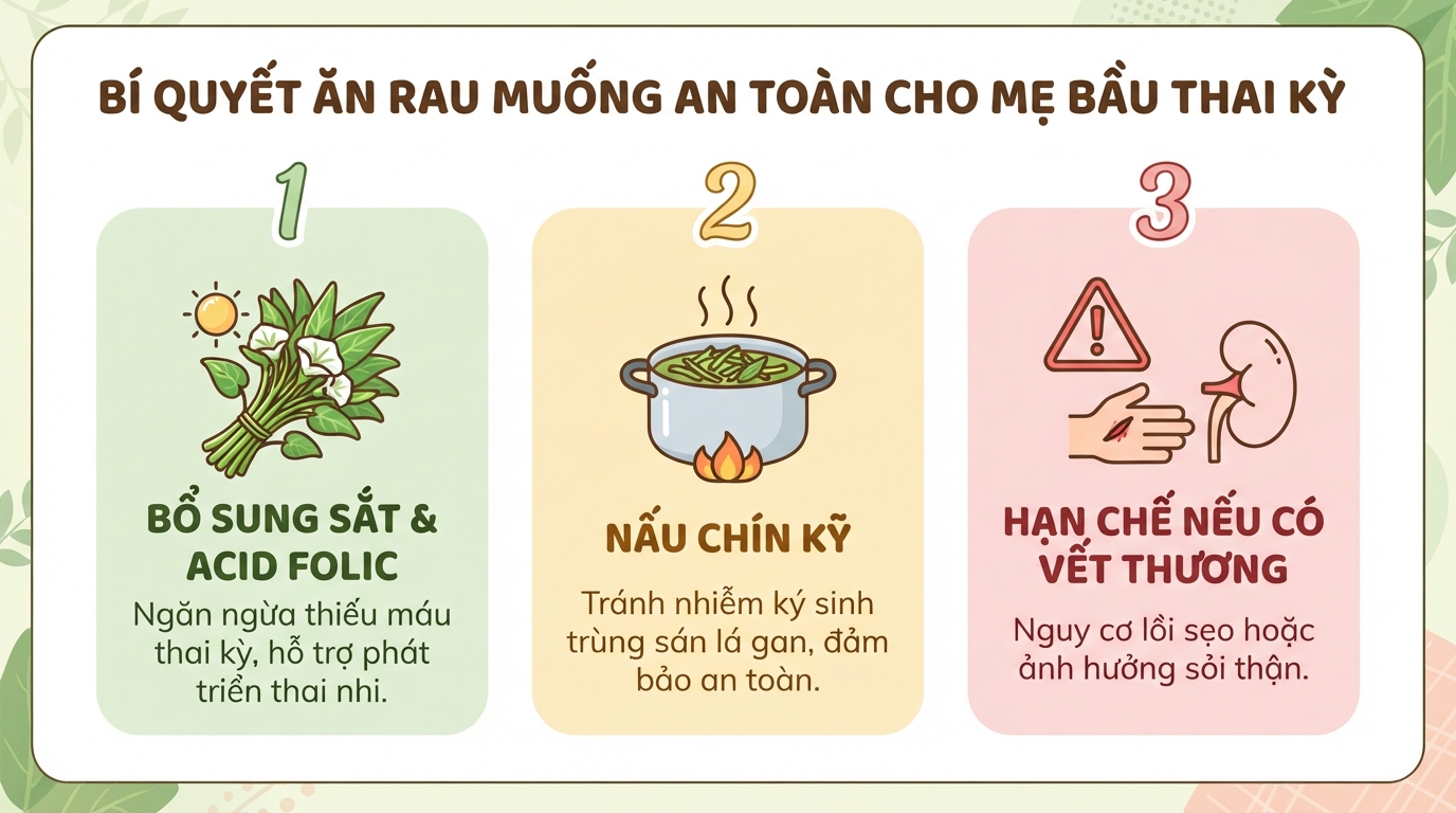 Bà bầu ăn rau muống được không? Lợi ích và lưu ý khi sử dụng